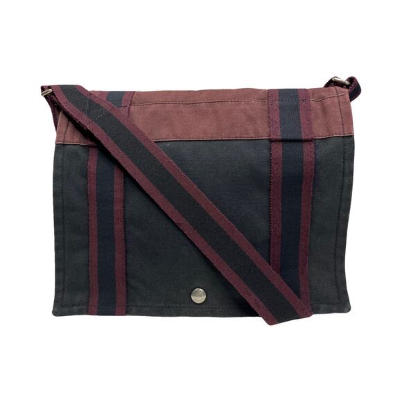 Hermès Fourre Tout Messenger Bag Burgundy and Black Canvas Crossbody - Picture 1 of 16
